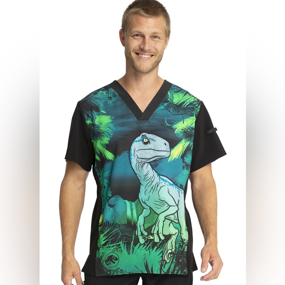Men's Dinosaur Graphic Tee - Black and Green